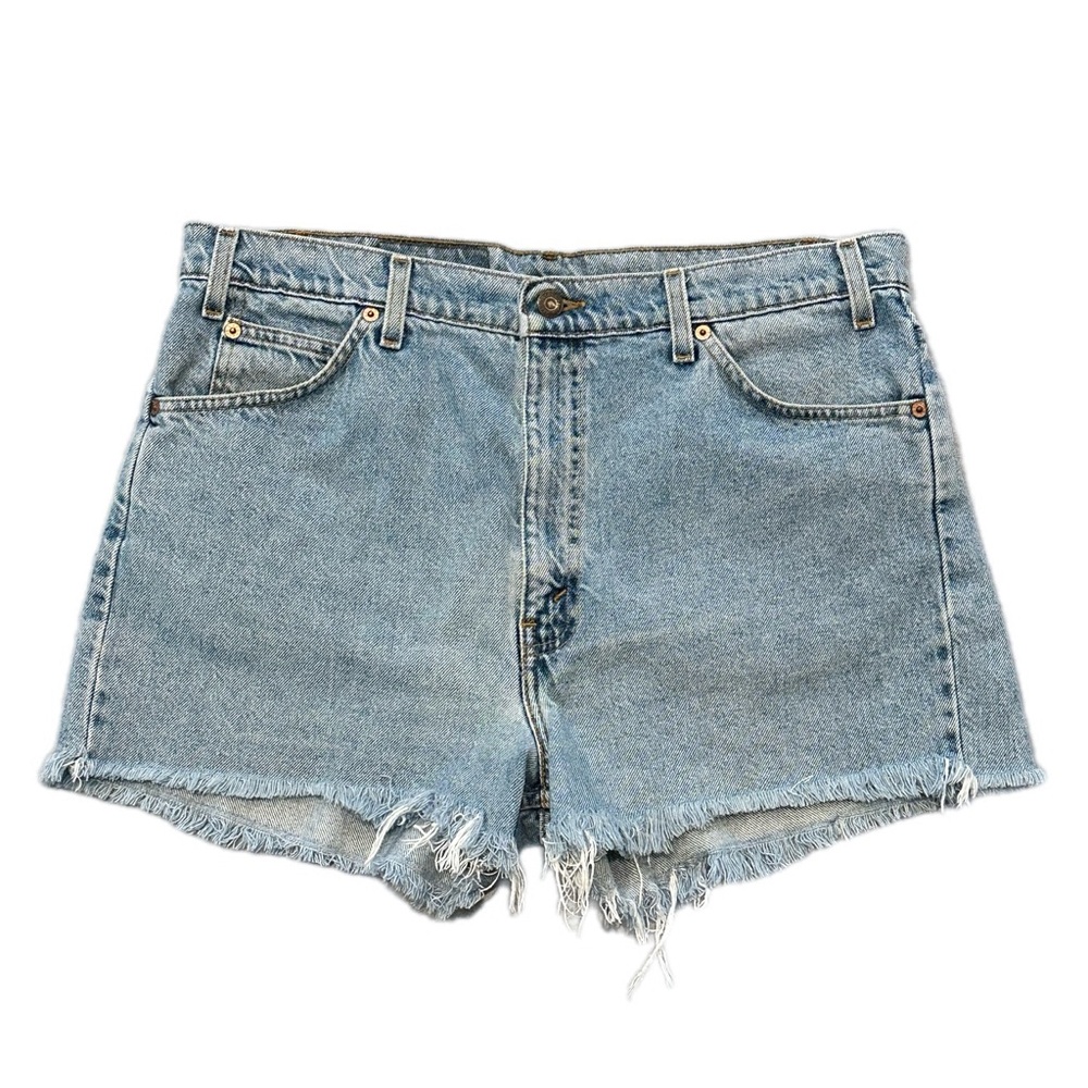 Vintage Levi’s Orange Tab Cutoff Shorts – Light Wash High-Rise Denim 36” waist